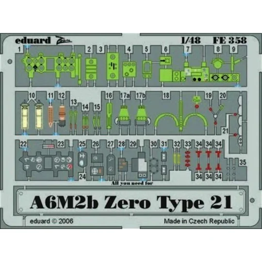 A6M2b Zero type 21, 1/48 - Eduard Accessories FE358