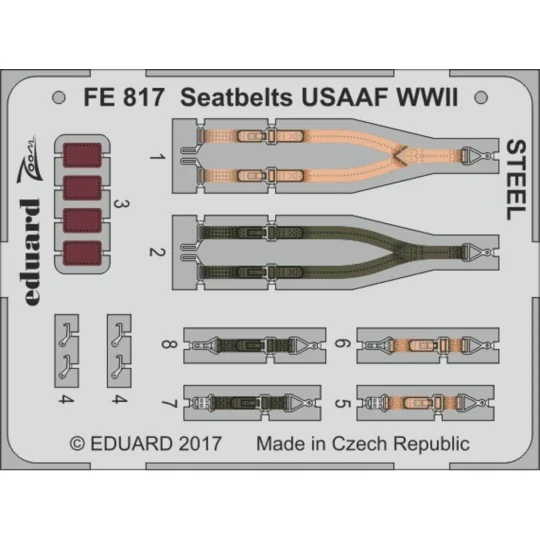 Seatbelts USAAF WWII STEEL - Eduard Accessories FE817