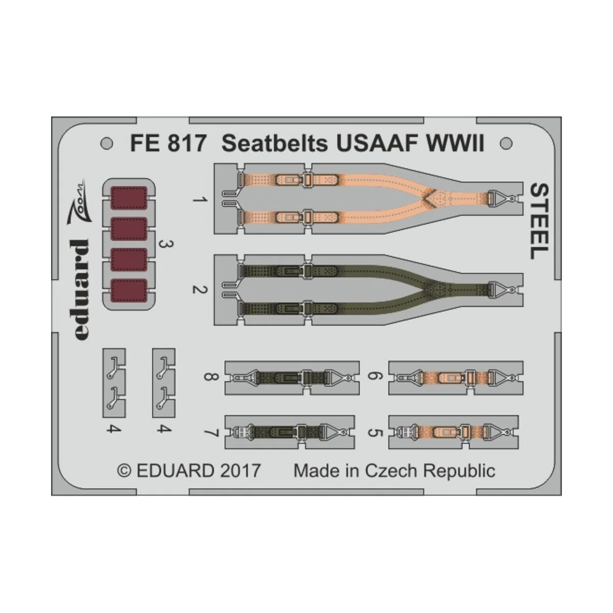 Seatbelts USAAF WWII STEEL - Eduard Accessories FE817
