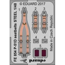 P-51D seatbelts STEEL for Airfix, 1/48 - Eduard Accessories FE854