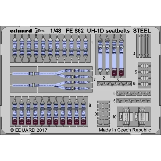 UH-1D seatbelts STEEL for Kitty Hawk, 1/48 - Eduard Accessories FE862