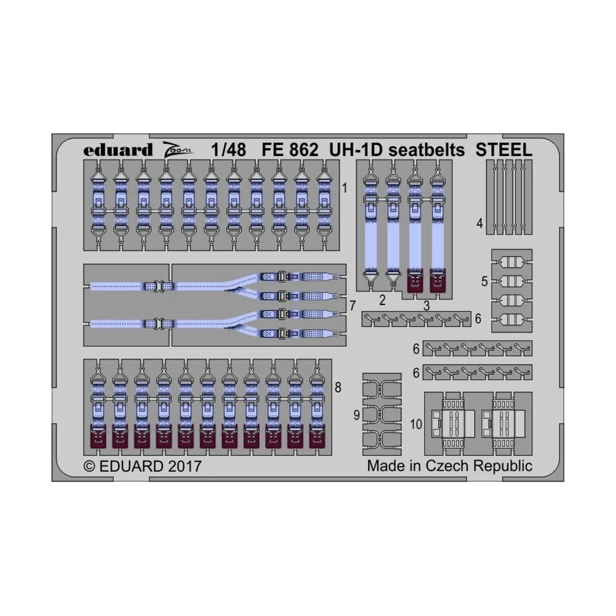 UH-1D seatbelts STEEL for Kitty Hawk, 1/48 - Eduard Accessories FE862