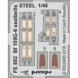 Bf 109G-6 seatbelts STEEL f.Tamiya, 1/48 - Eduard Accessories FE892