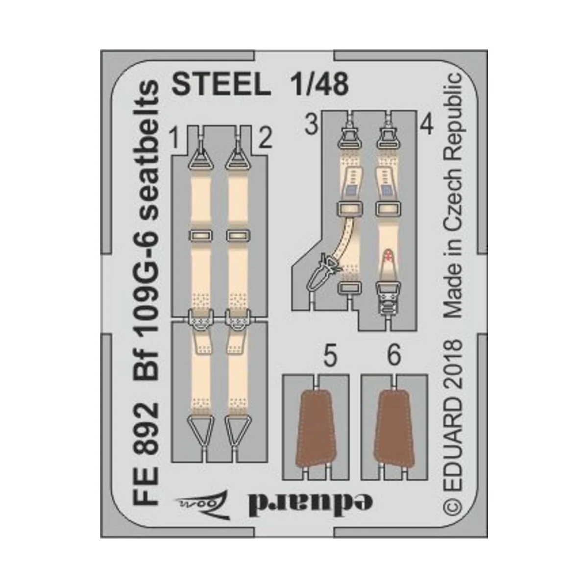 Bf 109G-6 seatbelts STEEL f.Tamiya - Eduard Accessories FE892