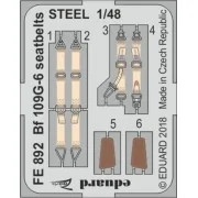 Bf 109G-6 seatbelts STEEL f.Tamiya, 1/48 - Eduard Accessories FE892 Bf 109G-6 seatbelts STEEL f.Tamiya, 1/48 - Eduard Accessories FE892