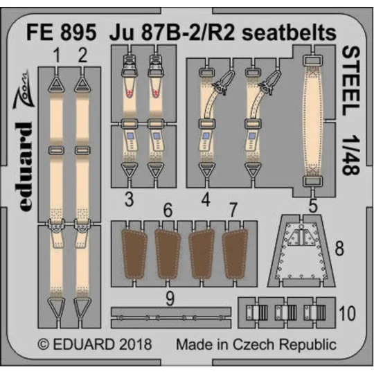 Ju 87B-2/R2 seatbelts STEEL for Airfix, 1/48 - Eduard Accessories F...