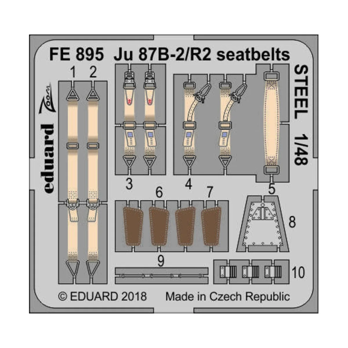 Ju 87B-2/R2 seatbelts STEEL for Airfix - Eduard Accessories FE895