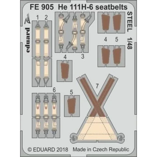 HE 111H-6 seatbelts STEEL for ICM, 1/48 - Eduard Accessories FE905