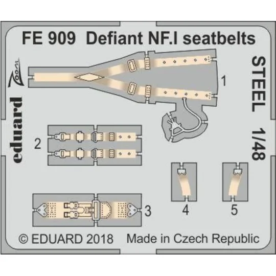 Defiant NF.I seatbelts STEEL f.Airfix, 1/48 - Eduard Accessories FE909