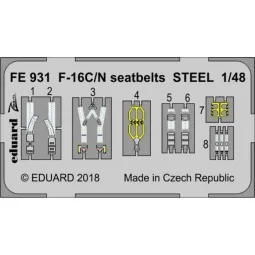 F-16C/N seatbelts STEEL for Tamiya - Eduard Accessories FE931