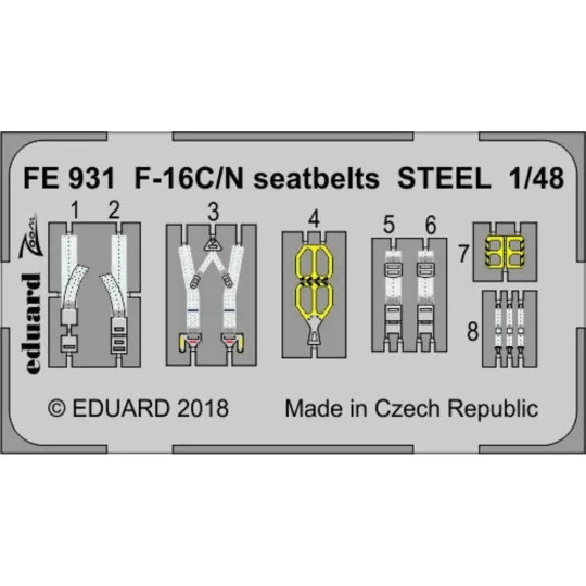 F-16C/N seatbelts STEEL for Tamiya, 1/48 - Eduard Accessories FE931
