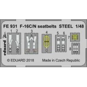 F-16C/N seatbelts STEEL for Tamiya - Eduard Accessories FE931