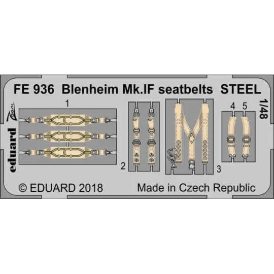 Blenheim Mk.IF seatbelts STEEL for Airfi - Eduard Accessories FE936