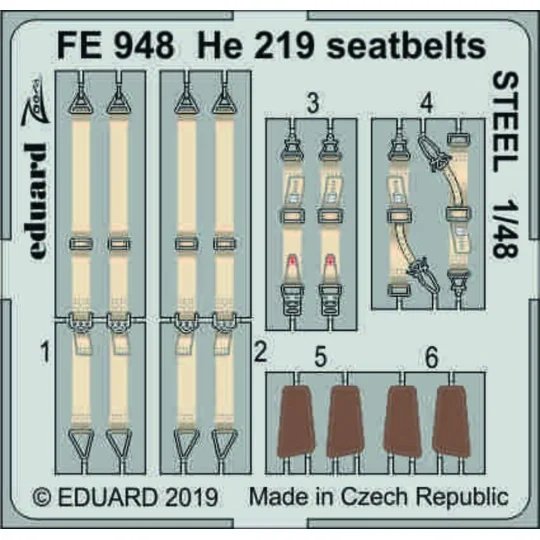 He 219 seatbelts STEEL for Tamiya - Eduard Accessories FE948