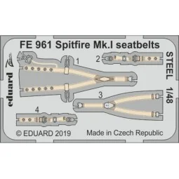 Spitfire Mk.I seatbelts STEEL f. Tamiya, 1/48 - Eduard Accessories ...