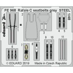 Rafale C seatbelts grey STEEL f.Revell, 1/48 - Eduard Accessories F...