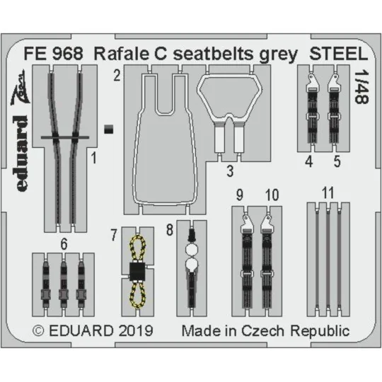 Rafale C seatbelts grey STEEL f.Revell, 1/48 - Eduard Accessories F...