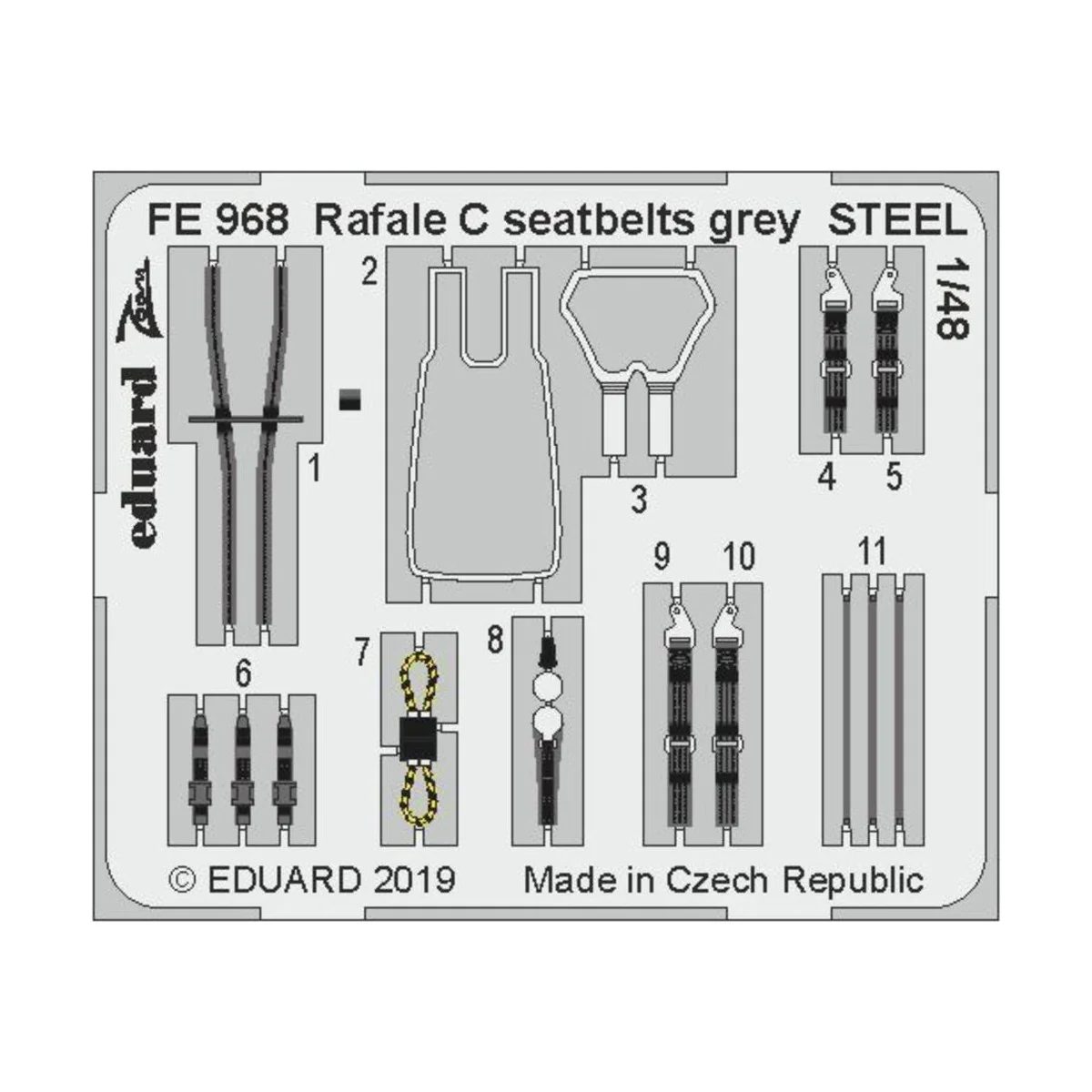 Rafale C seatbelts grey STEEL f.Revell, 1/48 - Eduard Accessories F...