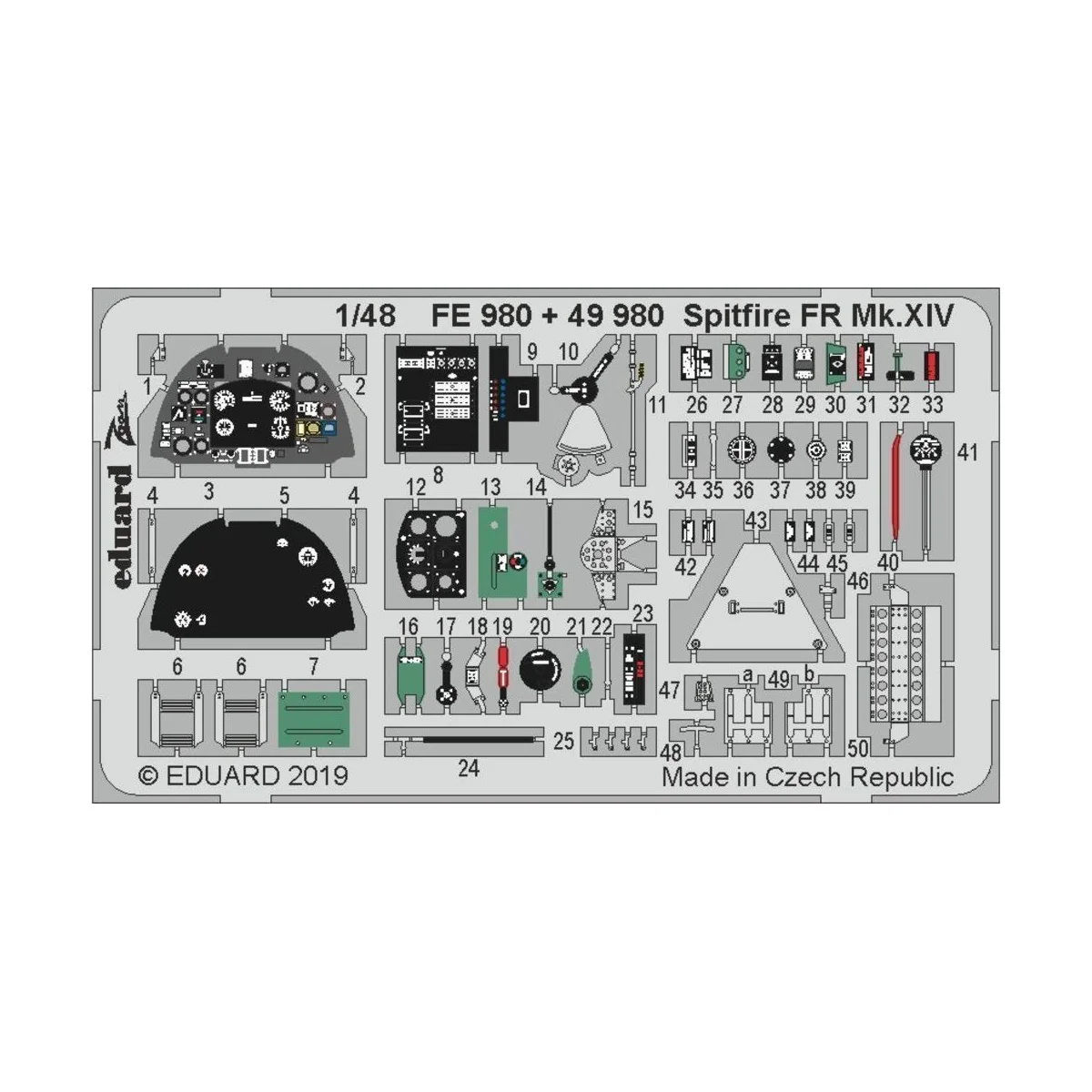 Spitfire FR Mk.XIV for Airfix, 1/48 - Eduard Accessories FE980