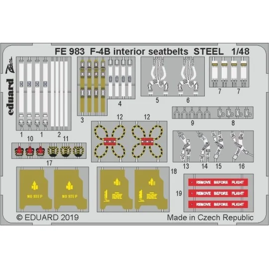 F-4B interior seatbelts STEEL f.Academy - Eduard Accessories FE983