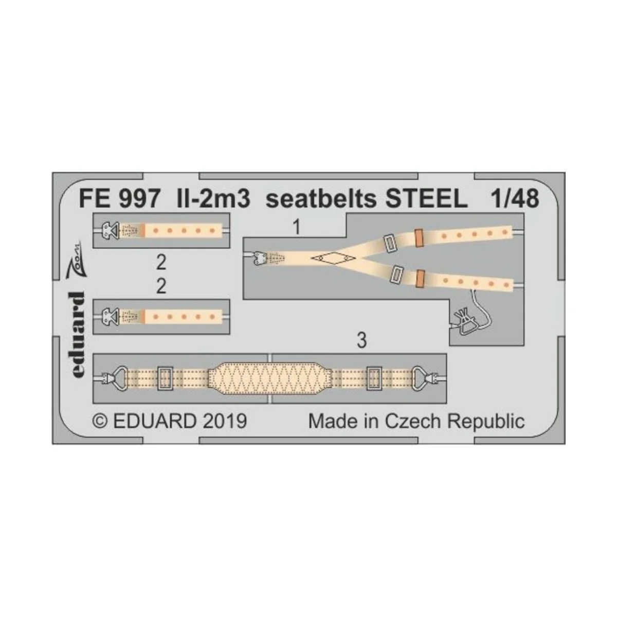 II-2m3 seatbelts STEEL for Tamiya, 1/48 - Eduard Accessories FE997