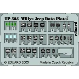 Willys Jeep Data plates, 1/35 - Eduard Accessories TP505