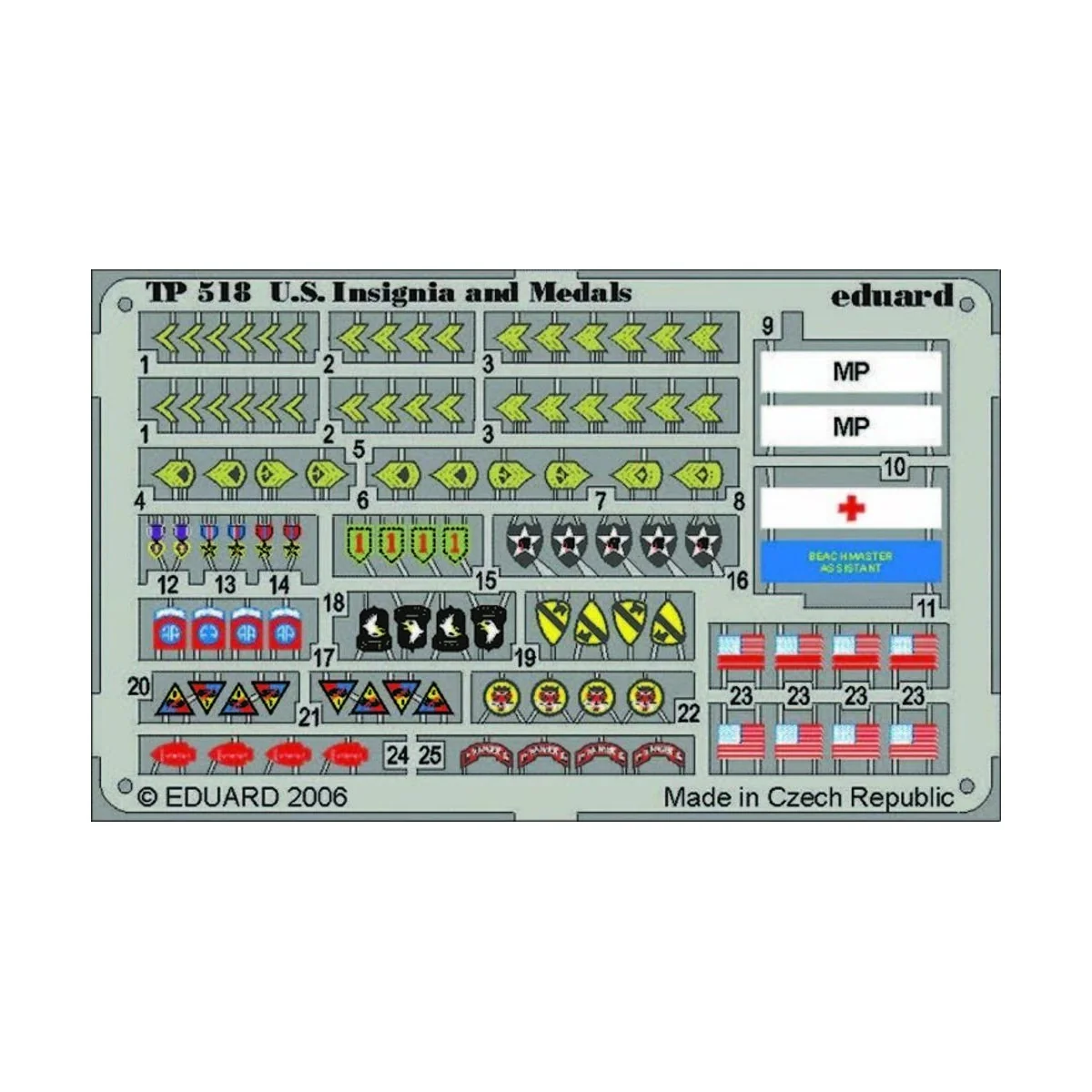 US insignia and medals WWII, 1/35 - Eduard Accessories TP518 US insignia and medals WWII, 1/35 - Eduard Accessories TP518