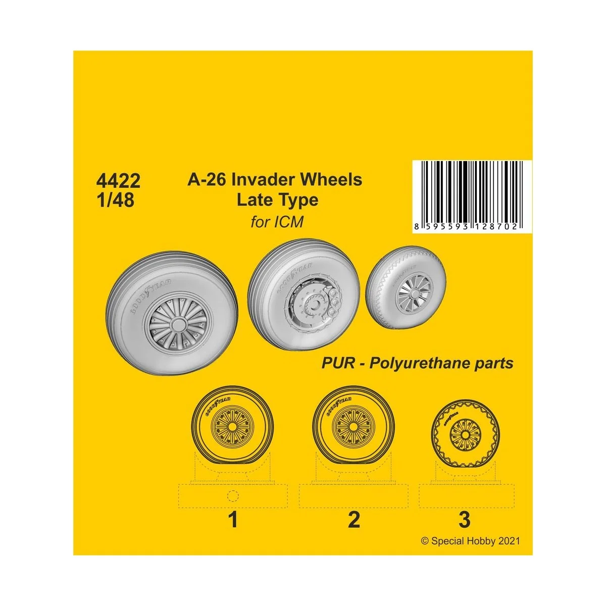 A-26 Invader Wheels Late Type / for ICM kit, 1/48 - CMK 129-4422 A-26 Invader Wheels Late Type / for ICM kit, 1/48 - CMK 129-4422