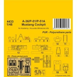 A-36/P-51/P-51A Mustang Cockpit, 1/48 - CMK 129-4433