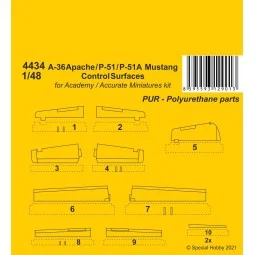 A-36 Apache / P-51 / P-51A Mustang Control Surfaces, 1/48 - CMK 129...