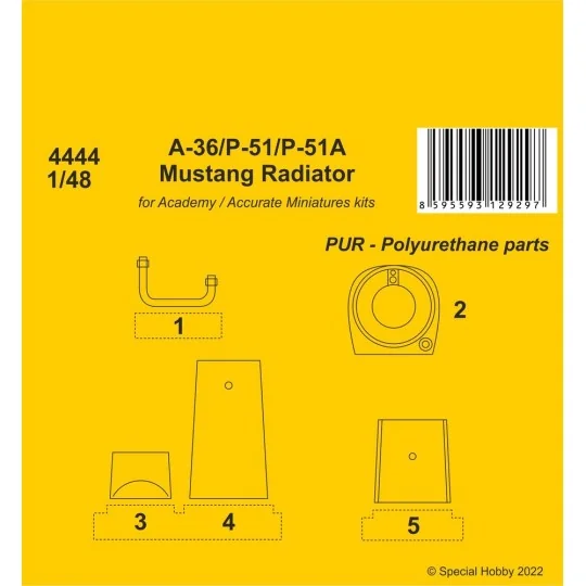 A-36 Apache / P-51 / P-51A Mustang Radiator, 1/48 - CMK 129-4444 A-36 Apache / P-51 / P-51A Mustang Radiator, 1/48 - CMK 129-4444