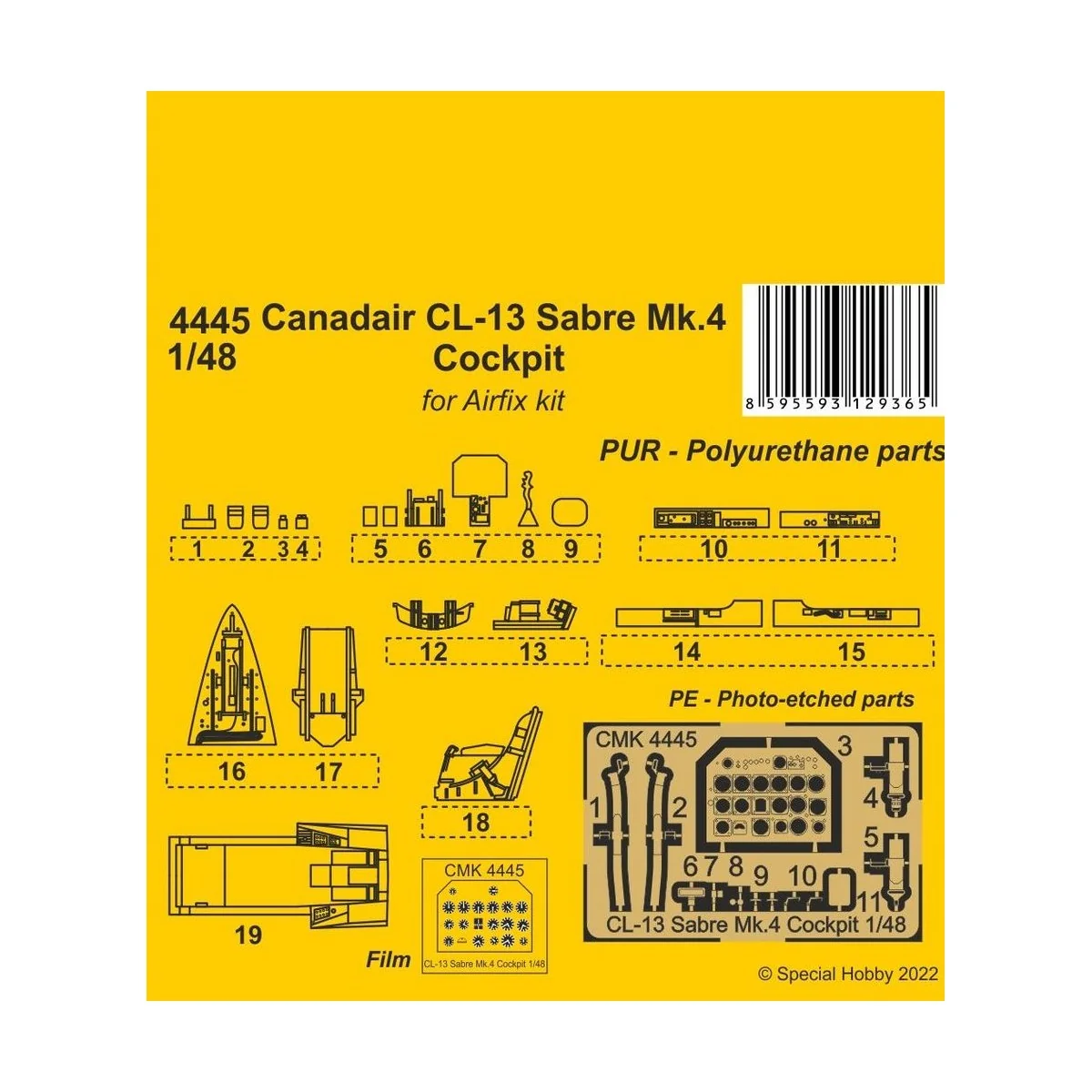 Canadair CL-13 Sabre Mk.4 Cockpit, 1/48 - CMK 129-4445 Canadair CL-13 Sabre Mk.4 Cockpit, 1/48 - CMK 129-4445
