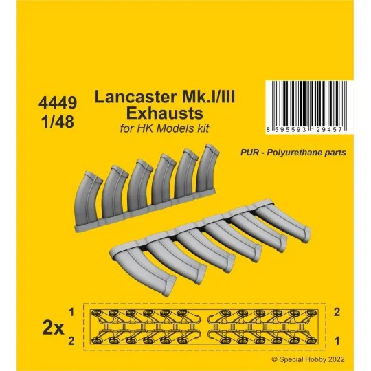 Lancaster Mk.I/III Exhausts 1/48 / for HK Models kit, 1/48 - CMK 12... Lancaster Mk.I/III Exhausts 1/48 / for HK Models kit, 1/48 - CMK 12...