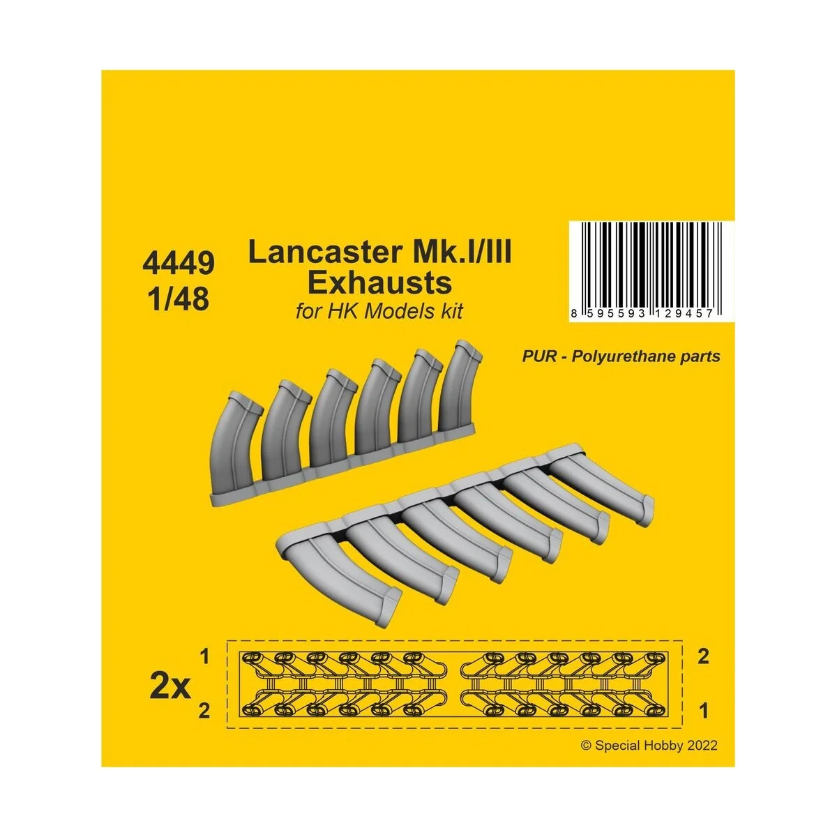 Lancaster Mk.I/III Exhausts 1/48 / for HK Models kit - CMK 129-4449