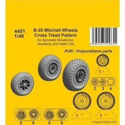 B-25 Mitchell Wheels/ Cross Tread Pattern - CMK 129-4451