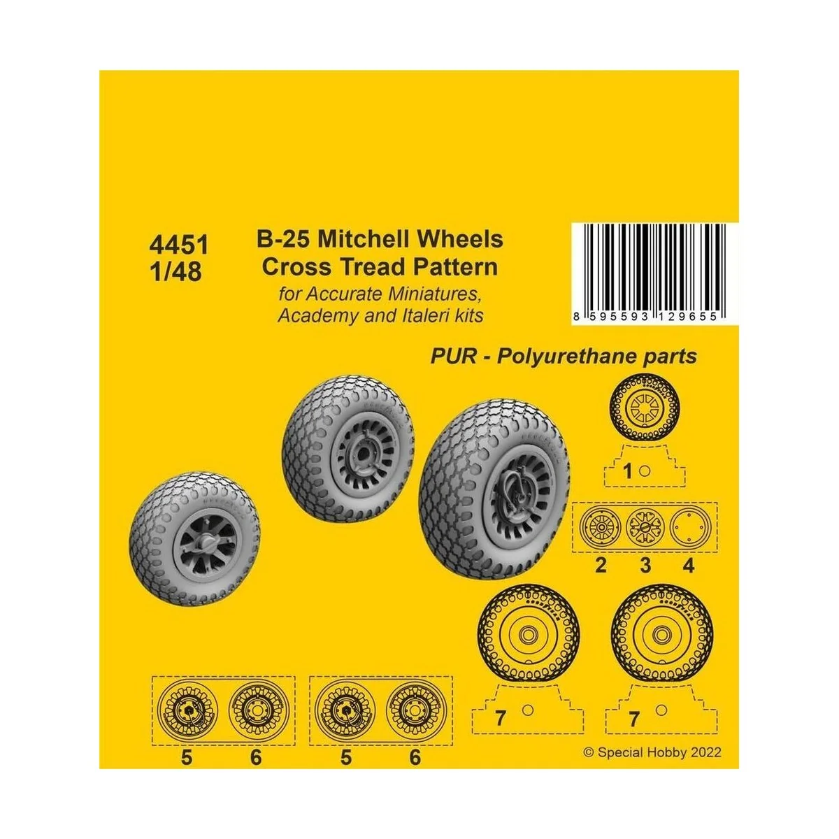 B-25 Mitchell Wheels/ Cross Tread Pattern, 1/48 - CMK 129-4451