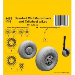 Beaufort Mk.I Mainwheels and Tailwheel w/Leg - CMK 129-4456