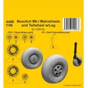 Beaufort Mk.I Mainwheels and Tailwheel w/Leg - CMK 129-4456