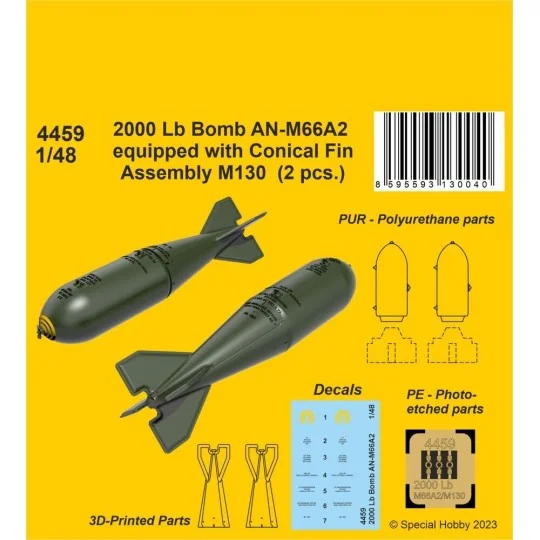 2000 Lb Bomb AN-M66A2 equipped with Conical Fin Assembly M130 (2 pc... 2000 Lb Bomb AN-M66A2 equipped with Conical Fin Assembly M130 (2 pc...