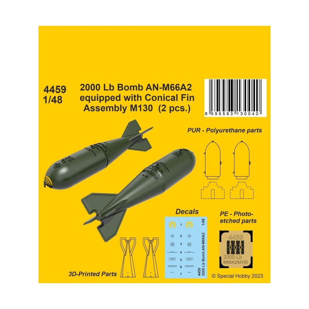 2000 Lb Bomb AN-M66A2 equipped with Conical Fin Assembly M130 (2 pc...