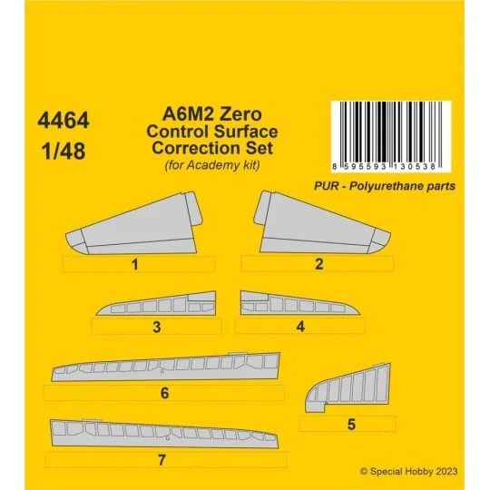 A6M2 Zero Control Surface Correction Set / for Academy kit, 1/48 - ...