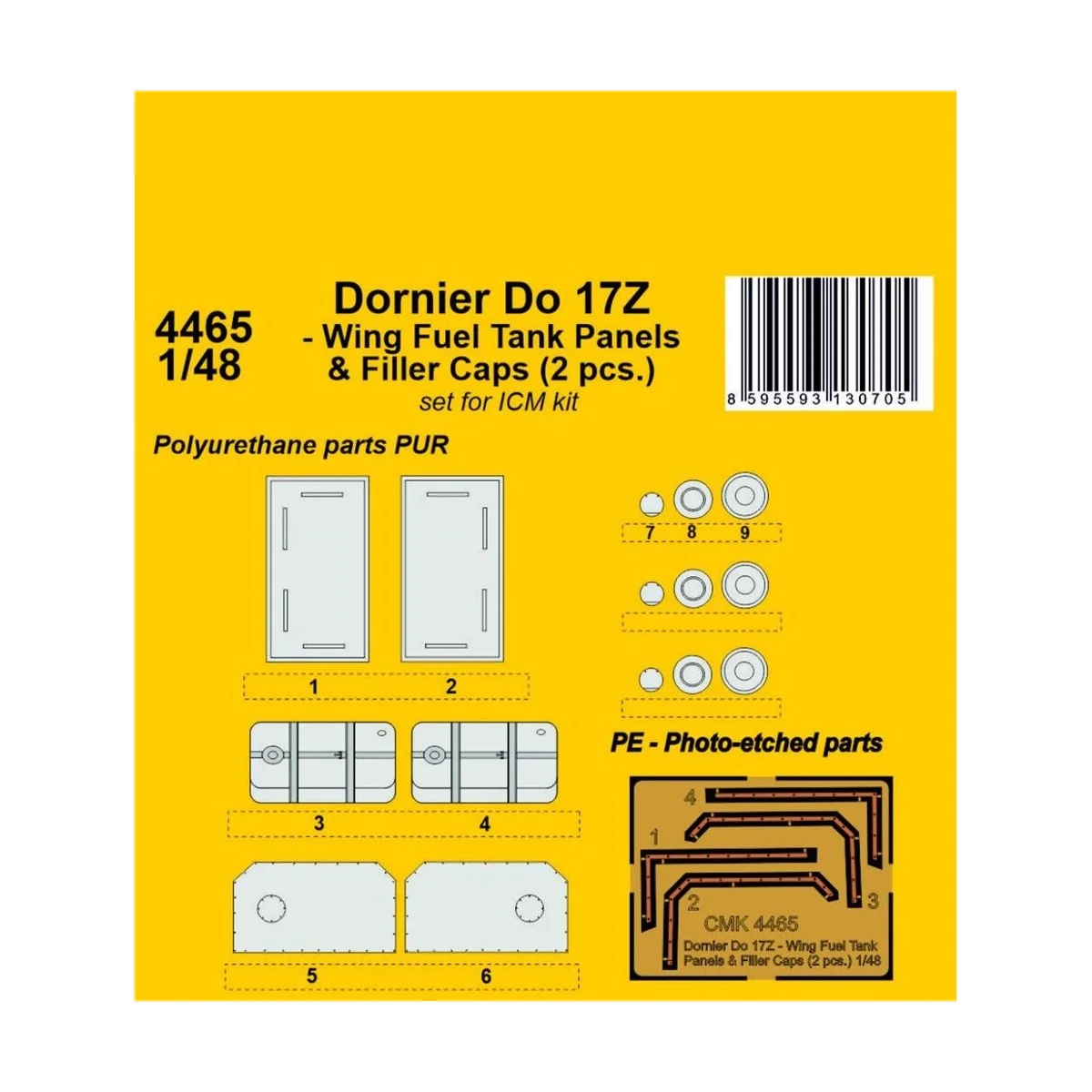 Dornier Do 17Z - Wing Fuel Tank Panels & Filler Caps (2 pcs.), 1/48...
