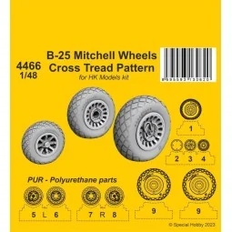 B-25 Mitchell Wheels/ Cross Tread Pattern 1/48 / for HK kit, 1/48 -...