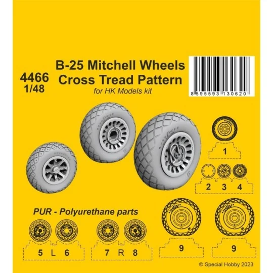 B-25 Mitchell Wheels/ Cross Tread Pattern 1/48 / for HK kit - CMK 1...