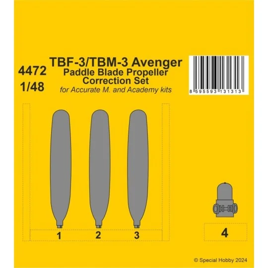 TBF-3/TBM-3 Avenger Paddle Blade Propeller Correction Set 1/48 for ... TBF-3/TBM-3 Avenger Paddle Blade Propeller Correction Set 1/48 for ...