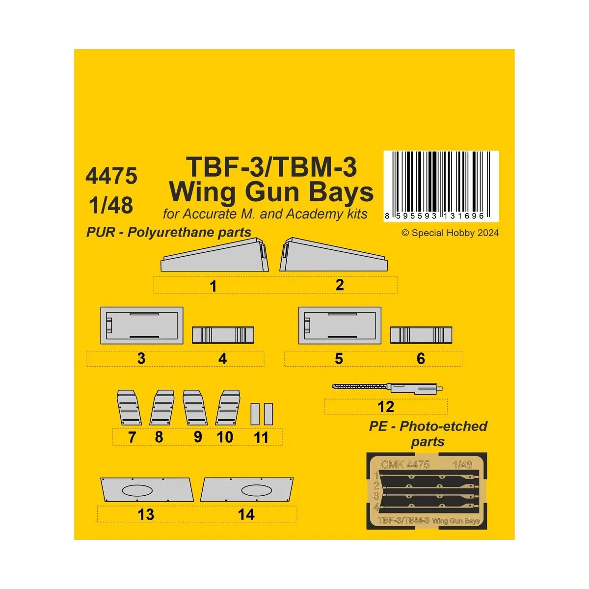 TBF-3/TBM-3 Wing Gun Bays 1/48 / for Accurate/Academy kits - CMK 12...