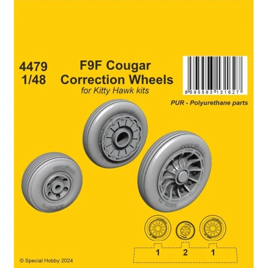 F9F Cougar Correction Wheels / for Kitty Hawk kits, 1/48 - CMK 129-...