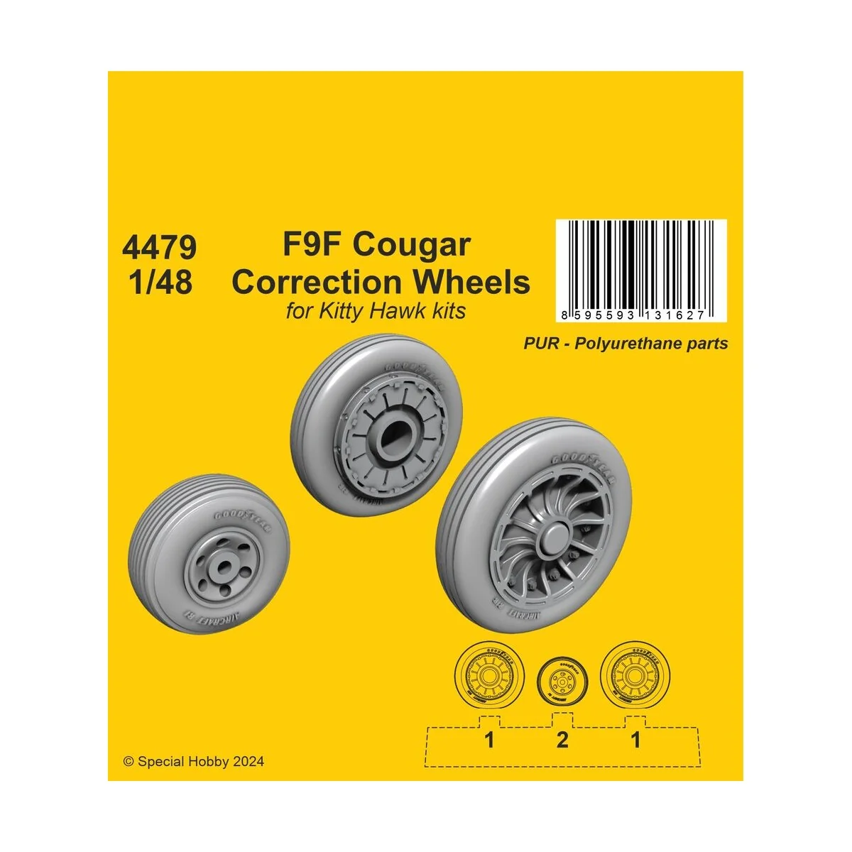 F9F Cougar Correction Wheels / for Kitty Hawk kits, 1/48 - CMK 129-...