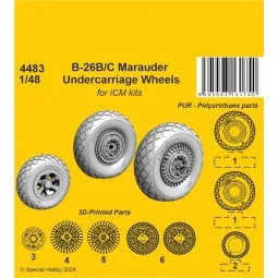 B-26B/C Marauder Undercarriage Wheels / for ICM kit, 1/48 - CMK 129...