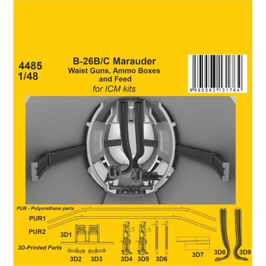 B-26B/C Marauder Waist Guns, Ammo Boxes and Feed / for ICM kit - CM...